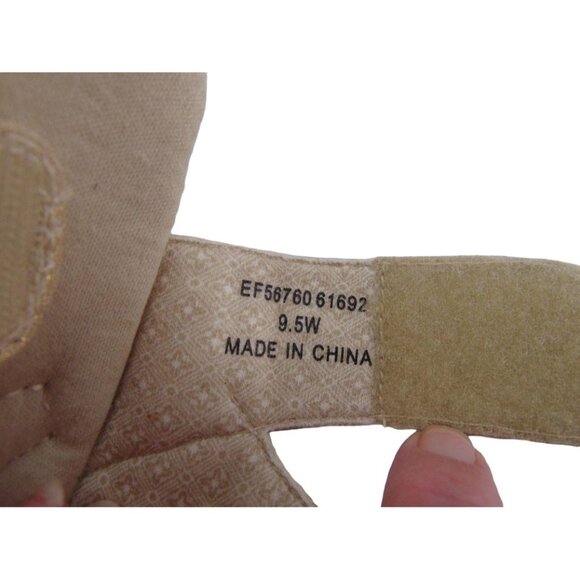 Grasshoppers Leah Two Strap Sandals 9.5 W Wide Gold Linen Textile Shoes - Picture 8 of 14